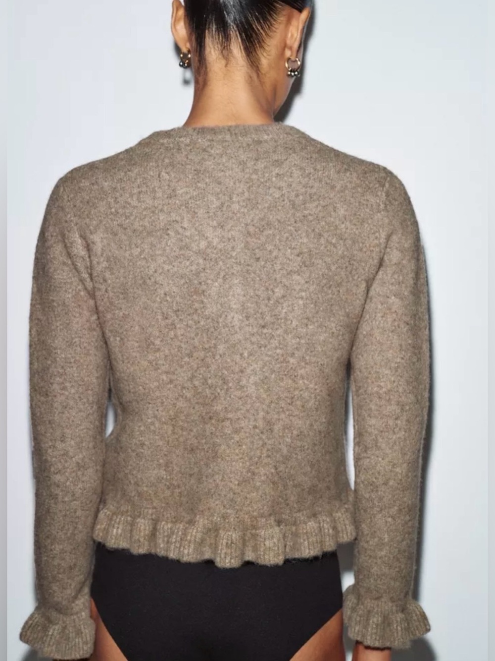 Zara Taupe Knit Cardigan - Picture 3 of 9